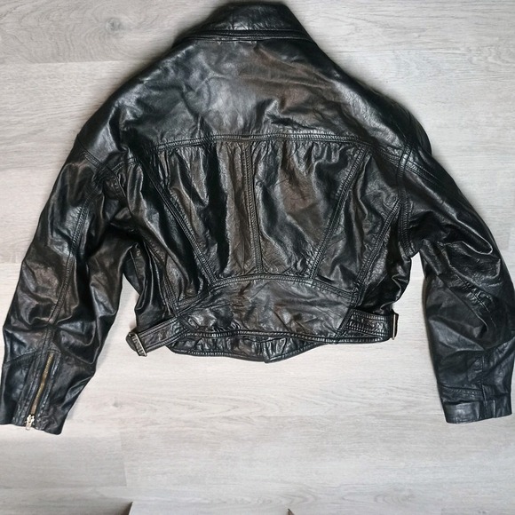 Tannery West Black Motorcycle Biker Zip 100% Soft Leather Bomber Jacket  Large - Picture 5 of 5